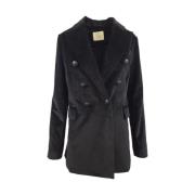 Circolo 1901 Devorè Dubbelknäppt Sammet Blazer Black, Dam