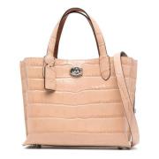 Coach Rosa Krokodil Präglad Elegant Toteväska Pink, Dam