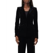 Patrizia Pepe Svart Sammet Blazer Jacka Elegant Glamour Black, Dam