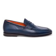 Santoni Läder Penny Loafer Blue, Herr