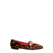 Prosperine Leopardmönstrad Ballerina med Juvelband Multicolor, Dam