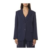 Max Mara Weekend Blå Bomull Jersey Blazer Blue, Dam