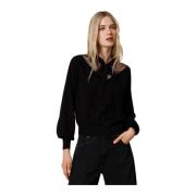 Twinset Elegant Viskos-Polyester Blandning Topp Black, Dam