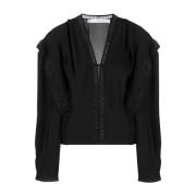 IRO Svart Bomull Avslappnad Blus Black, Dam