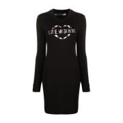 Love Moschino Avslappnad Svart Midi Klänning Black, Dam