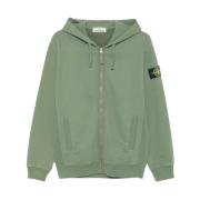 Stone Island Borstad bomullsfleece-hoodie med dragkedja Green, Herr