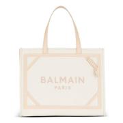 Balmain Avslappnad canvas toteväska i beige Beige, Dam