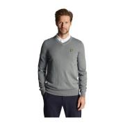 Lyle & Scott V-ringad Golf Pullover Stickad Blue, Herr