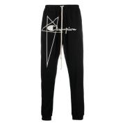 Rick Owens Svarta Champion Joggers Activewear Casual Stil Black, Herr