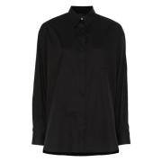 Pinko Casual Långärmad Svart Bomullsskjorta Black, Dam