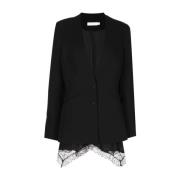 Simkhai Svart Crepe Combo Casual Blazer Black, Dam