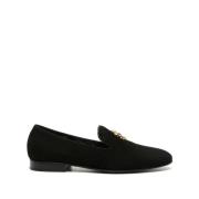 Roberto Cavalli Svart läder loafers casual platta skor Black, Herr