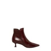 Mara Bini Burgundy Läder Ankel Boot Red, Dam