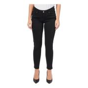 Fracomina Svarta Slim Jeans med Perfekt Form Black, Dam