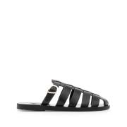 Ancient Greek Sandals Svarta ko läder avslappnade sandaler Black, Dam