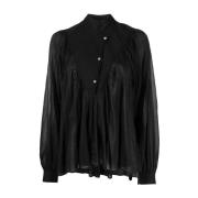 Forte Forte Bohemisk Svart Bomull Siden Blus Black, Dam