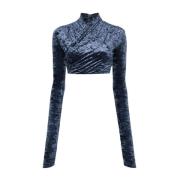 Andamane Blå crossover crop top Ophelia stil Blue, Dam