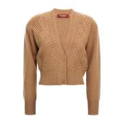 Max Mara Studio Brun Cardigan Lella i Kamelhår Brown, Dam