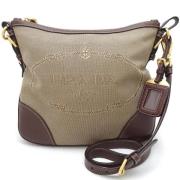 Prada Vintage Pre-owned Canvas crossbodyvskor Beige, Dam