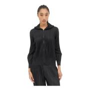 Issey Miyake Veckad Fluffy Huva Topp Black, Dam