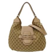 Gucci Vintage Pre-owned Canvas axelremsvskor Beige, Dam