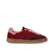 D.a.t.e. Bordeaux Mocka Sneaker med Rosa Detaljer Red, Dam