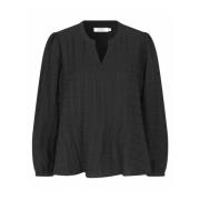 Masai Texturerad Svart Skjortblus Black, Dam