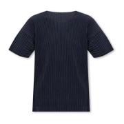 Issey Miyake Veckad T-shirt Blue, Herr