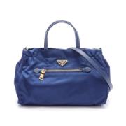 Prada Vintage Pre-owned Canvas handvskor Blue, Dam