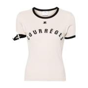 Courrèges Spänne Kontrast Tryckt T-shirt Beige, Dam