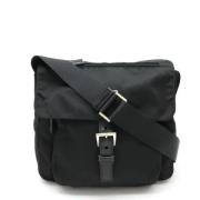 Prada Vintage Pre-owned Canvas axelremsvskor Black, Dam