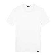 Tom Ford Bomull T-shirt med Logo Patch White, Herr