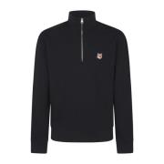 Maison Kitsuné Fox Head Patch Half Zip Sweater Black, Herr