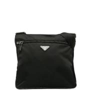 Prada Vintage Pre-owned Canvas axelremsvskor Black, Dam