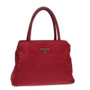 Prada Vintage Pre-owned Nylon handvskor Red, Dam