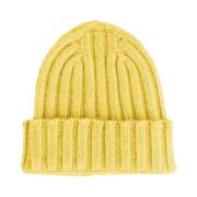 Made in Italia Gul Kasmir Ribbstickad Beanie Mössa Yellow, Unisex