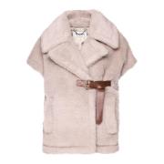 Max Mara Teddy Cape med Bred Revers Beige, Dam