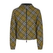 Burberry Vändbar Windbreaker Jacka i Khaki Rutig Multicolor, Dam