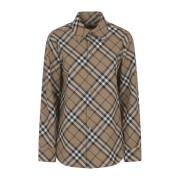 Burberry Rutigt Mönster Ylle Skjorta Multicolor, Dam