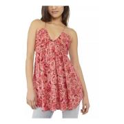 Free People Rosa Blommig V-ringad Blus Pink, Dam