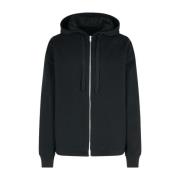 Jil Sander Svart Zip-Up Hoodie Sweatshirt Black, Herr