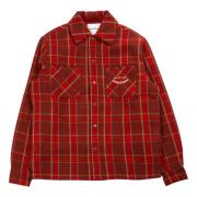 House of Sunny Röd/brun rutig overshirt med quiltad foder Red, Dam