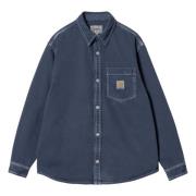 Carhartt Wip Denim Skjortjacka med Abrasiv Tvätt Blue, Herr