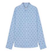 Maison Kitsuné Rävmönstrad Casual Skjorta Blue, Herr