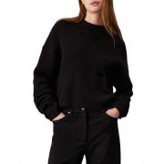 Calvin Klein Jeans Svart Ribbad Logotröja Black, Dam