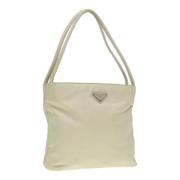 Prada Vintage Pre-owned Nylon handvskor White, Dam