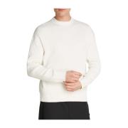 Calvin Klein Ivory Ribbed Sweater Linear Style Beige, Herr