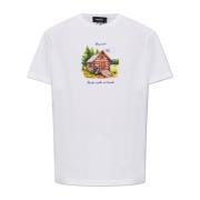 Dsquared2 T-shirt med färgstarkt tryck White, Herr