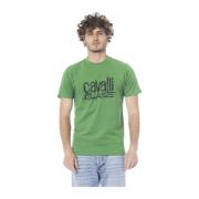 Cavalli Class Enfärgad T-shirt med korta ärmar Green, Herr