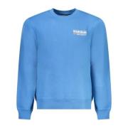 Napapijri Blå Långärmad Sweatshirt med Tryck Blue, Herr